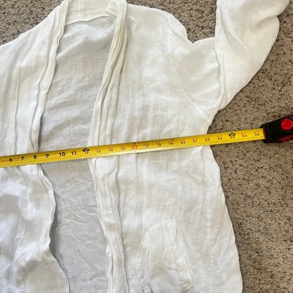 Made in Italy linen white Open Long Cardigan Pocket Lagenlook Beach relaxed SZ M - Picture 11 of 15